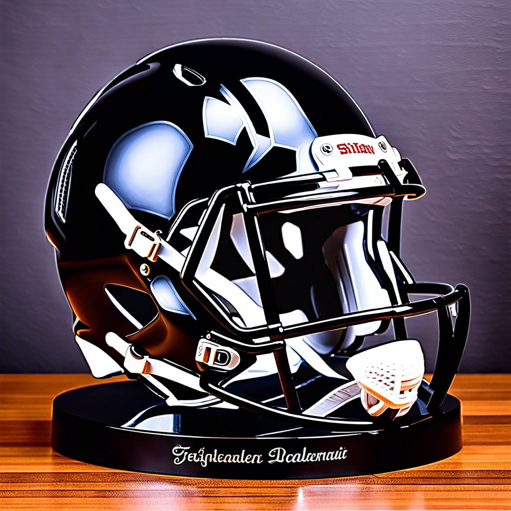 personalized engraved football helmet display stands