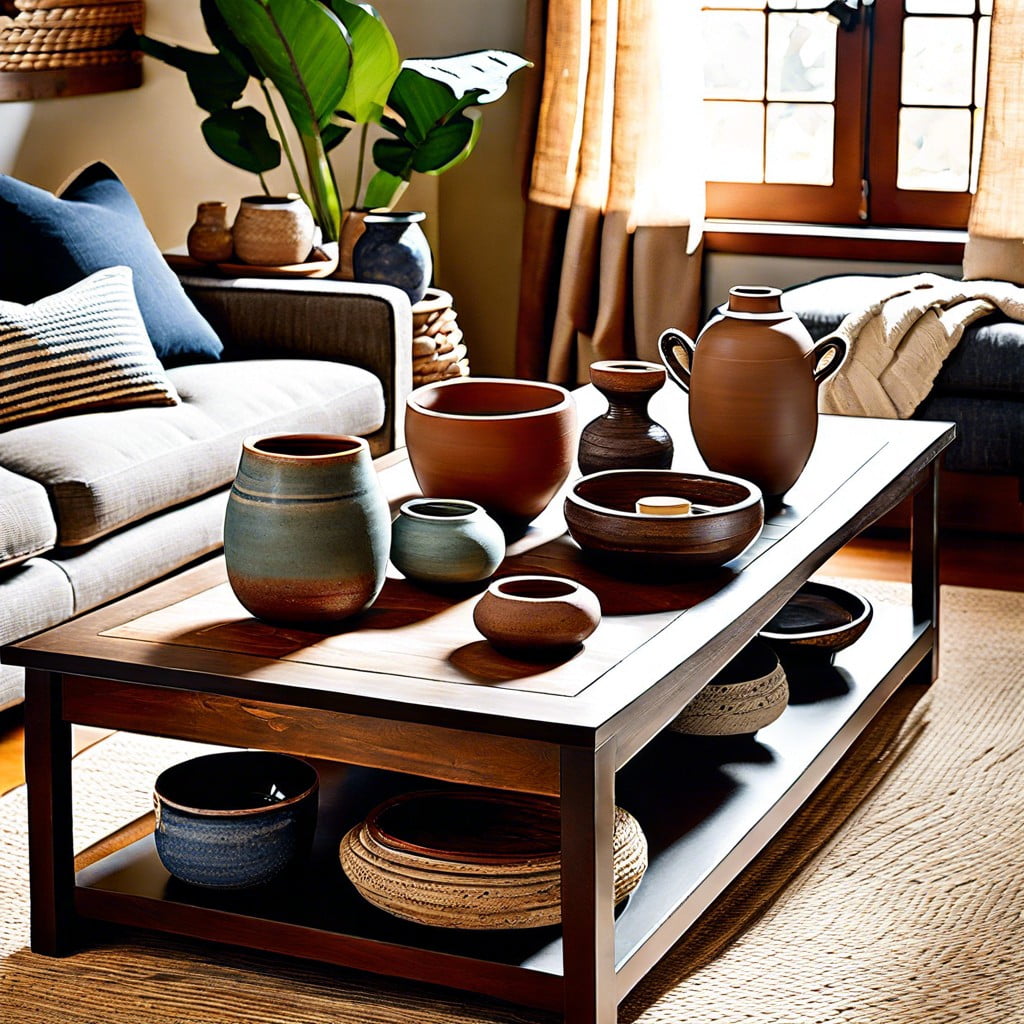 pottery vignettes for coffee tables