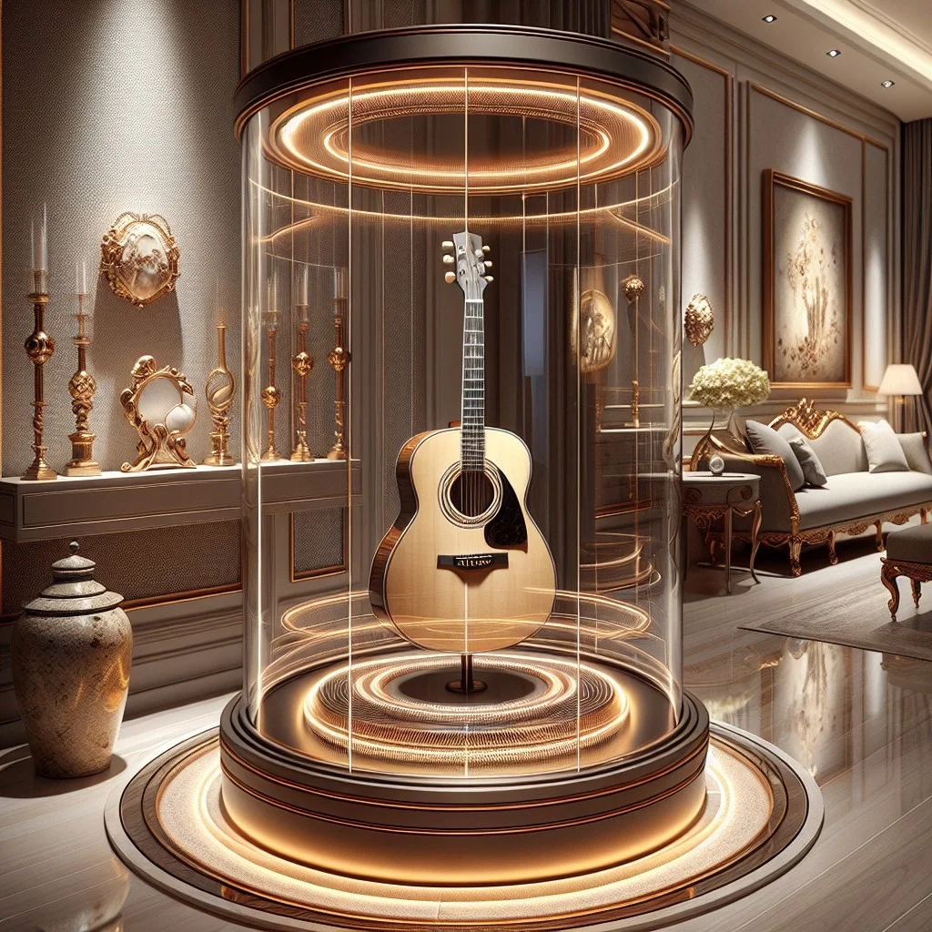 rotating guitar display cases a unique twist