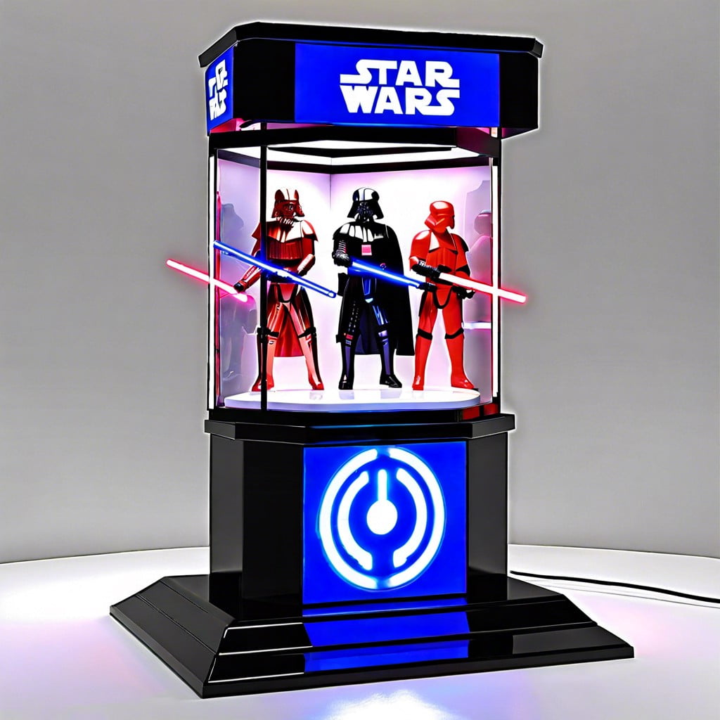 rotating table top showcase for lightsabers