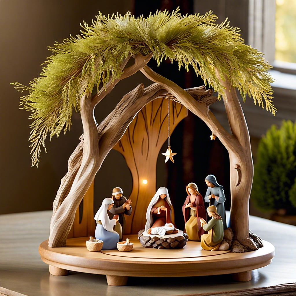 rotating willow tree nativity music box scene