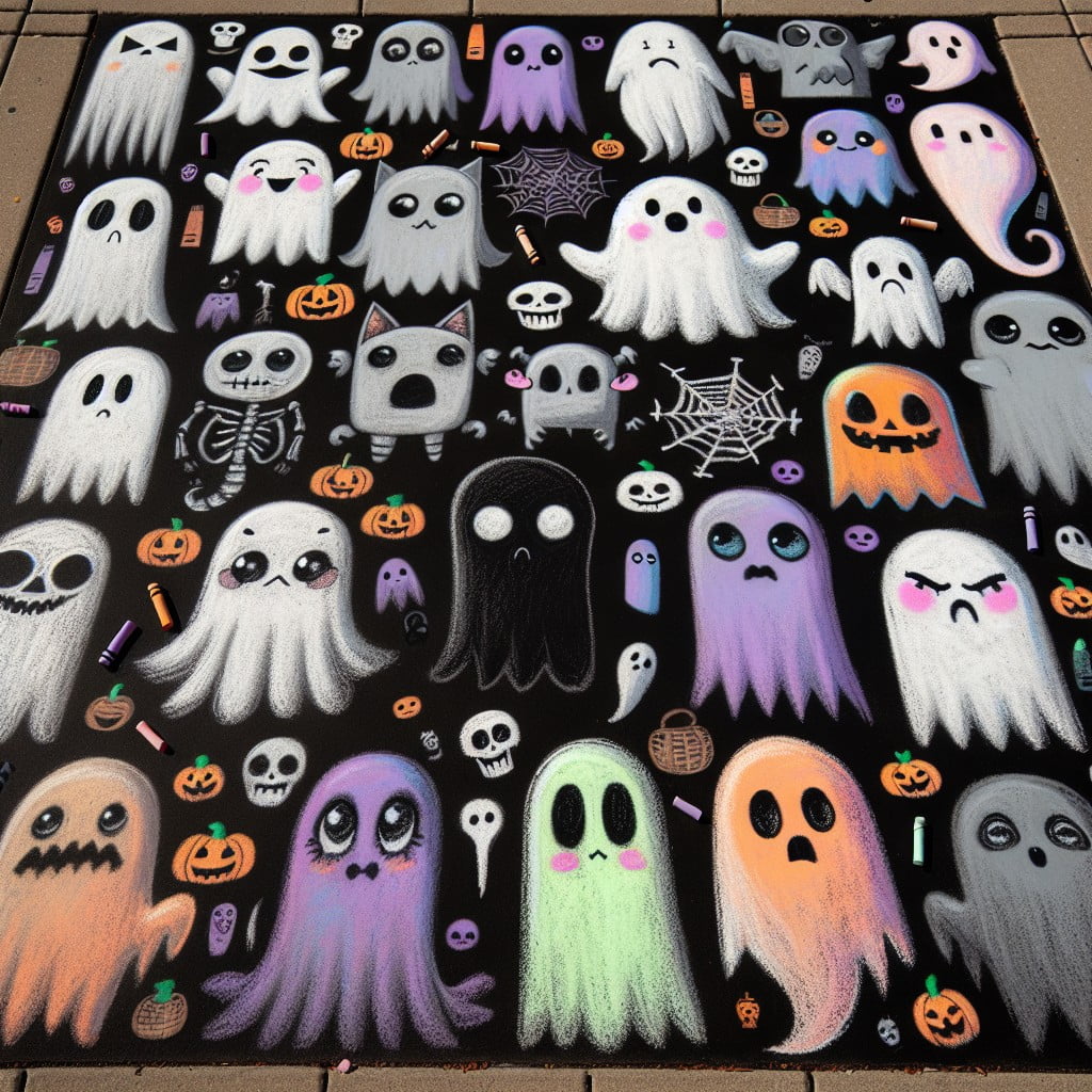 scary ghost chalk doodles for kids