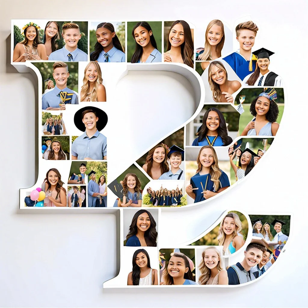 shaped photo collage like 21 for 2021 graduation