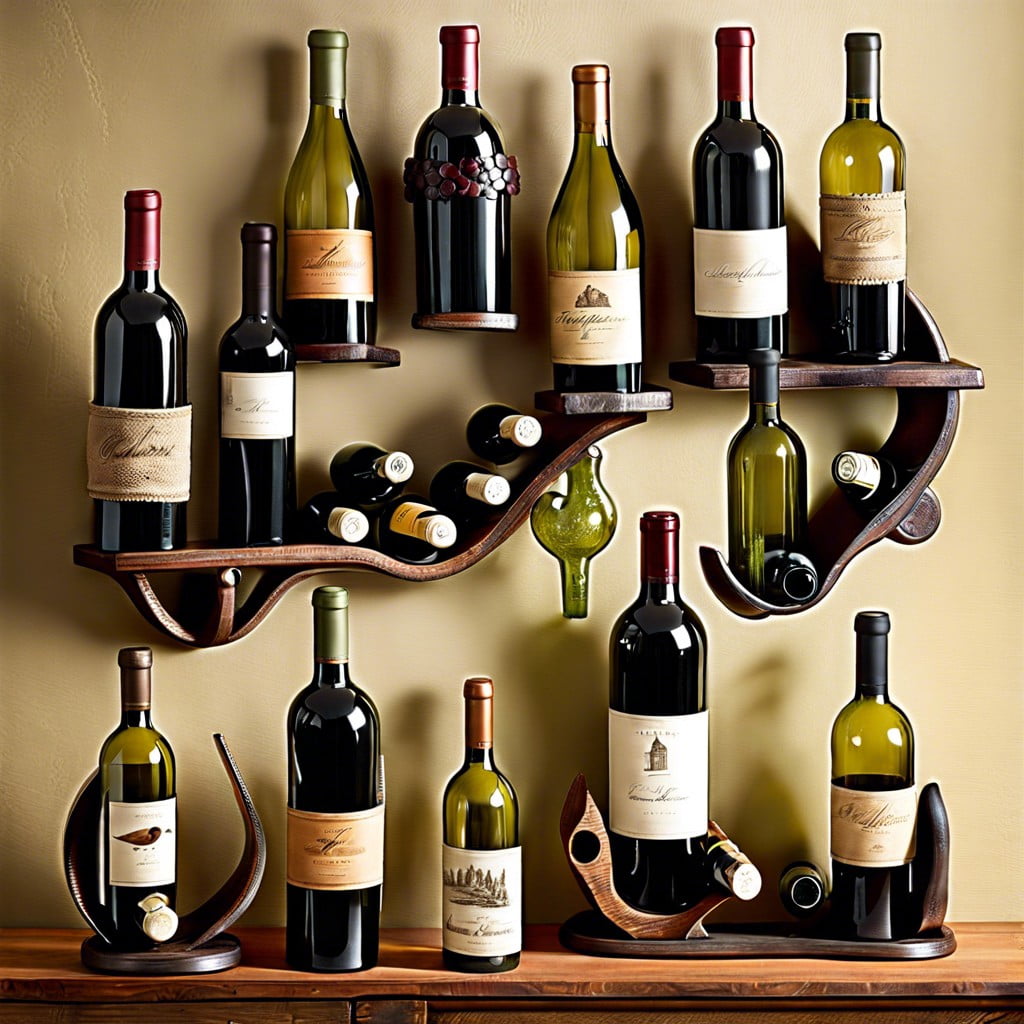 showcasing collections with vintage wine bottle holders
