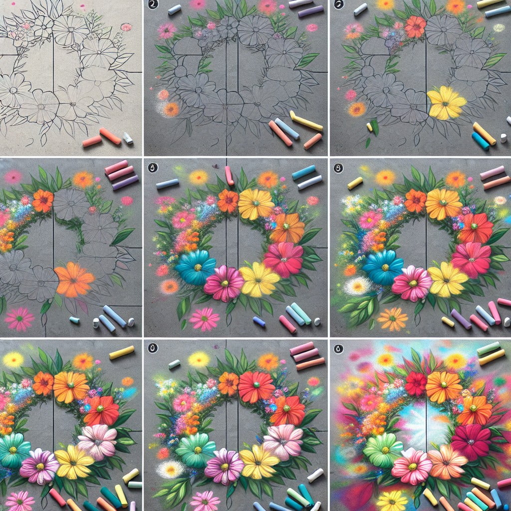 simple steps to create a chalk art flower wreath