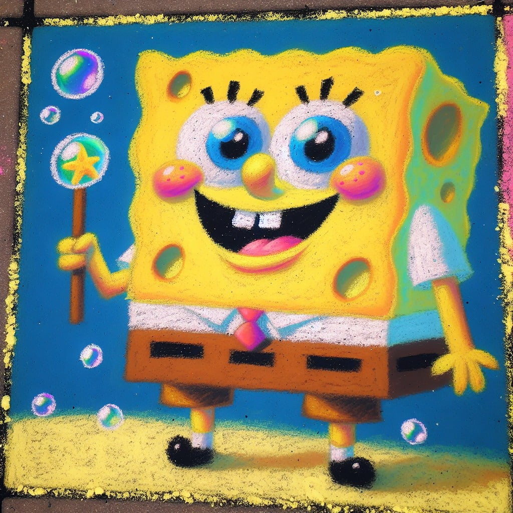 spongebobs bubble blowing technique in chalk