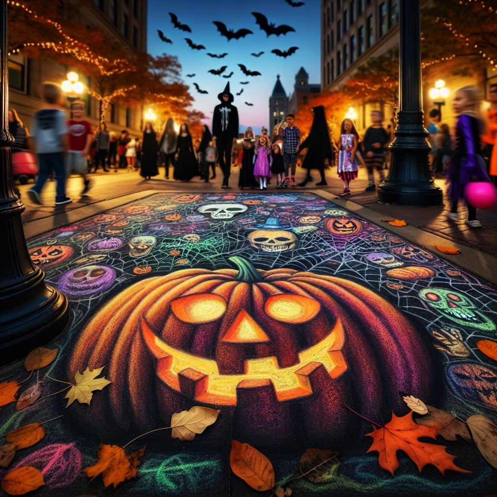 spooky jack o lantern chalk art