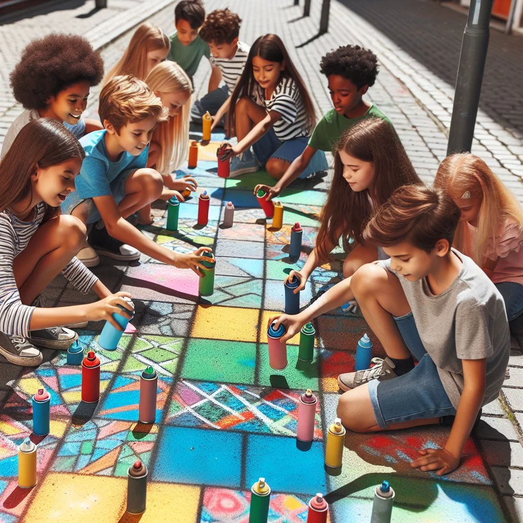 spray chalk mosaic tiles