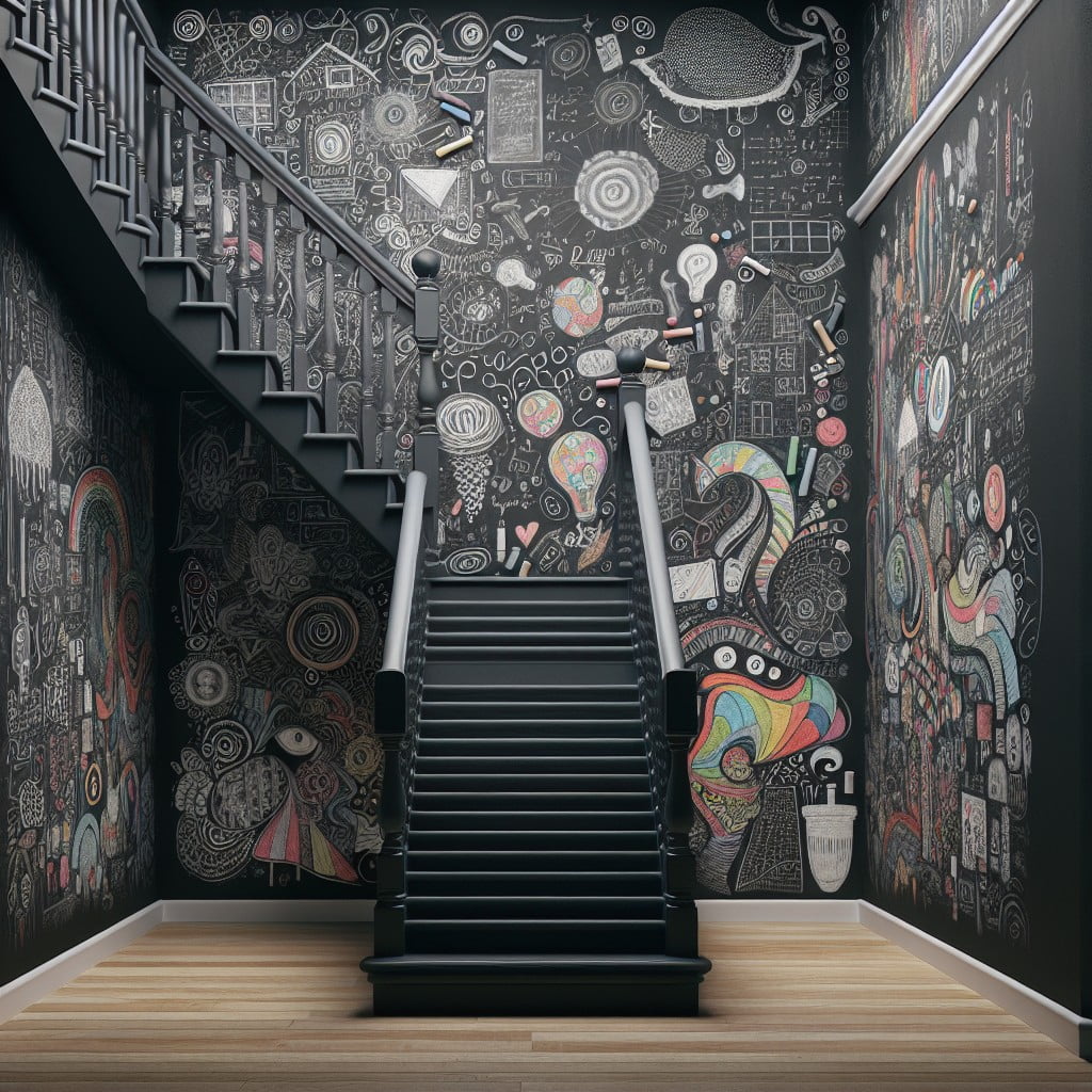 staircase wall chalkboard wallpaper