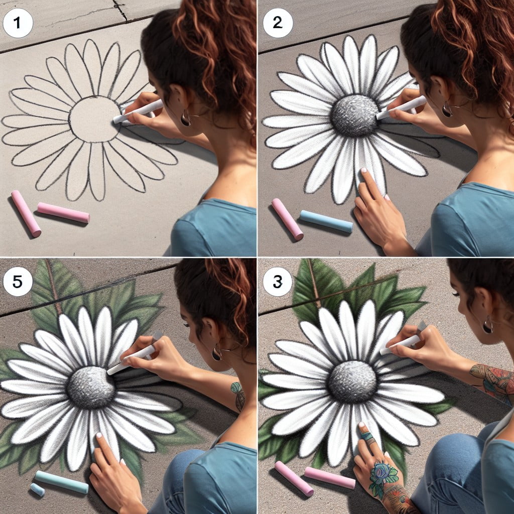 step by step guide to drawing daisies with chalk