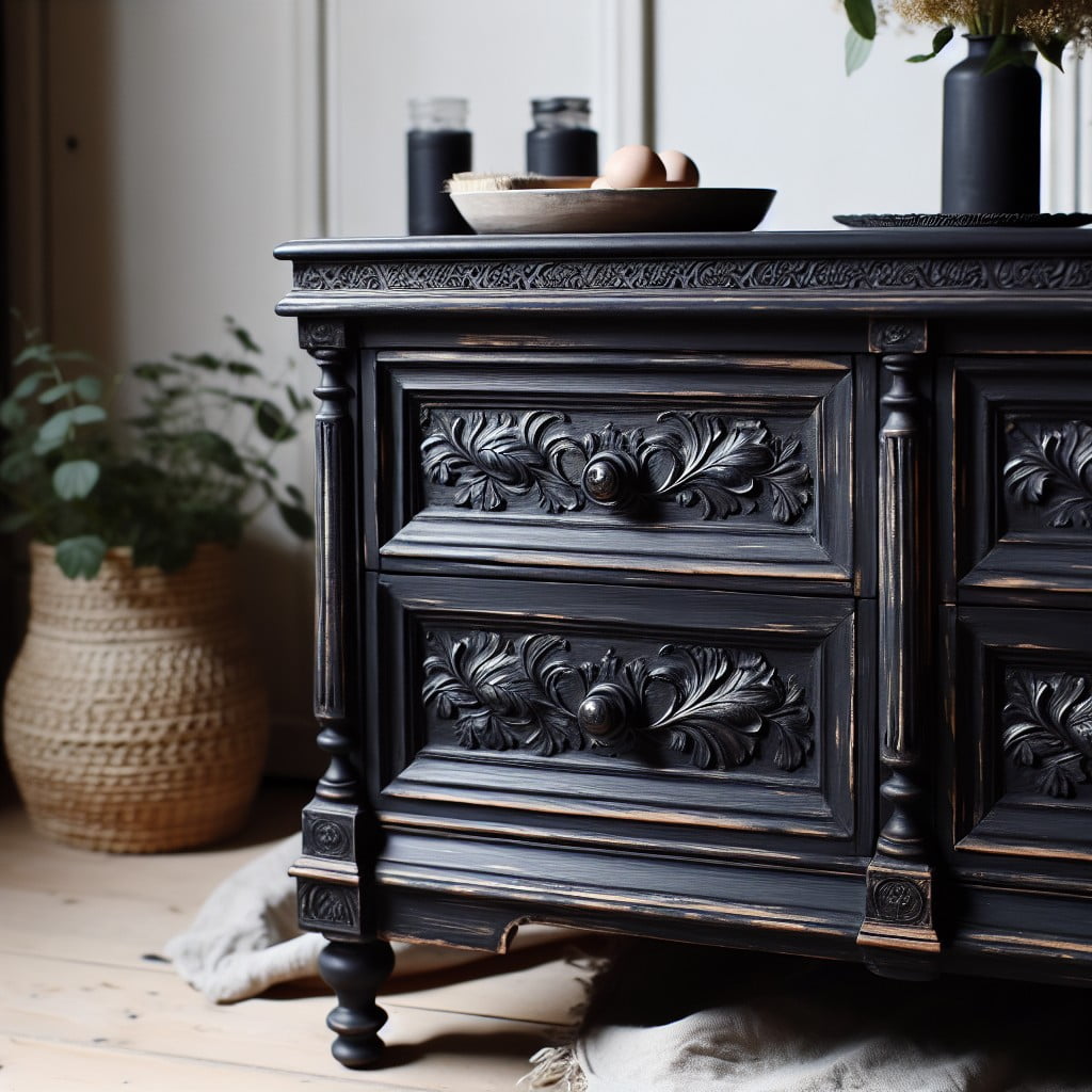 the magic of black chalk paint on old wooden furniture