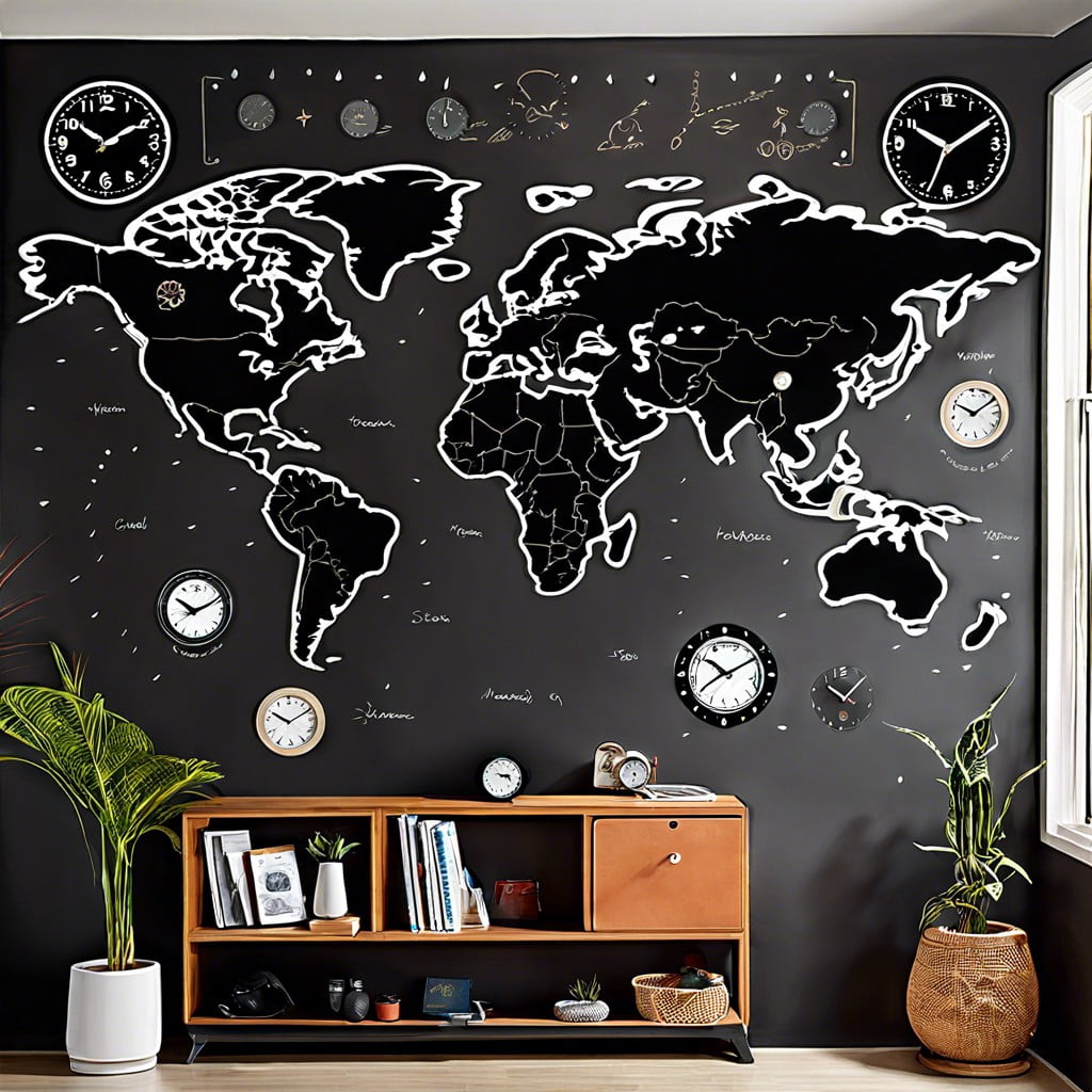 time zone wall mark different time zones for remote teams or family