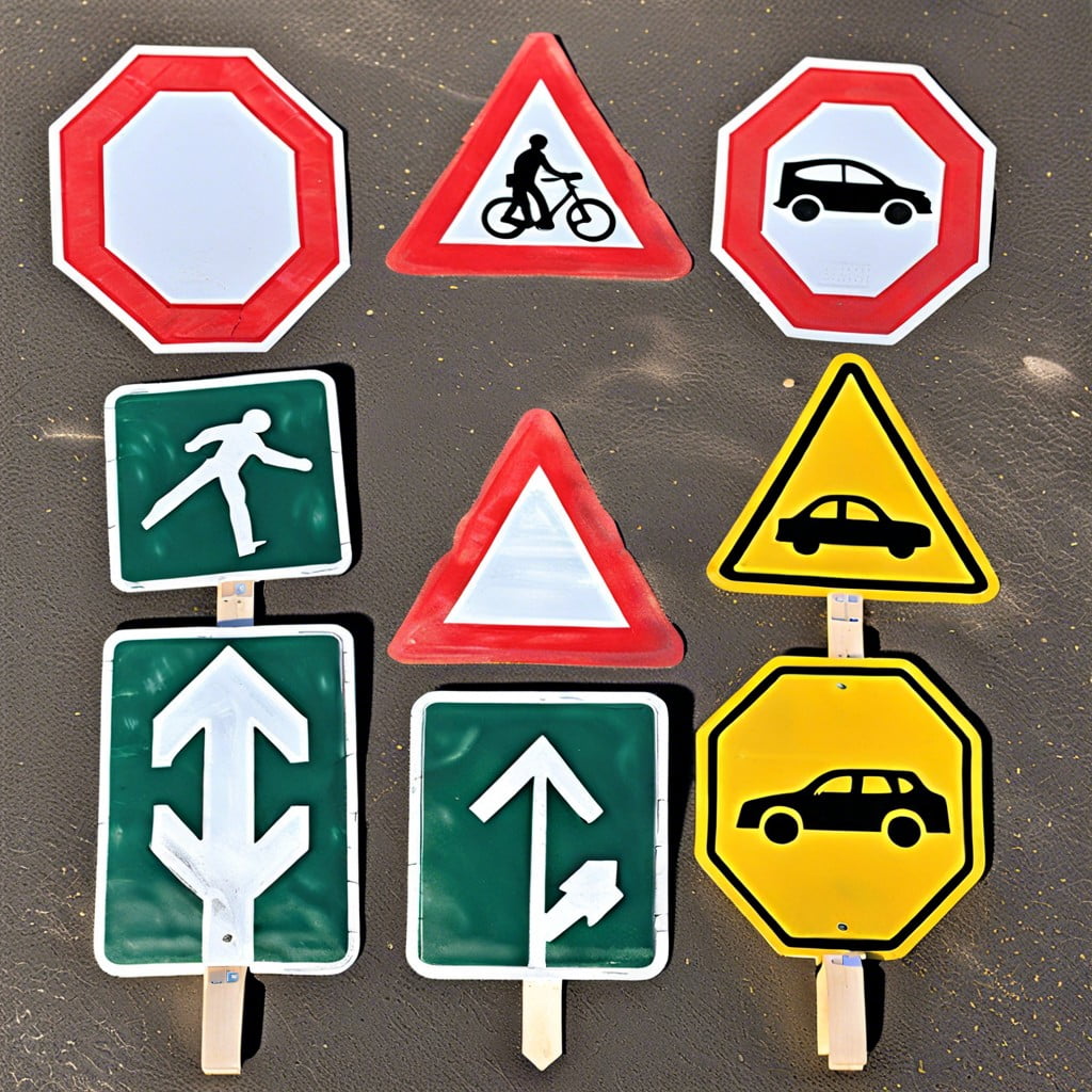 traffic signal and road sign stencils for learning