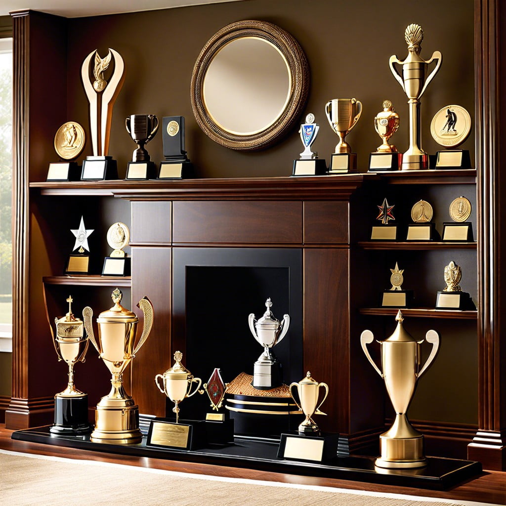trophy display mantelpiece
