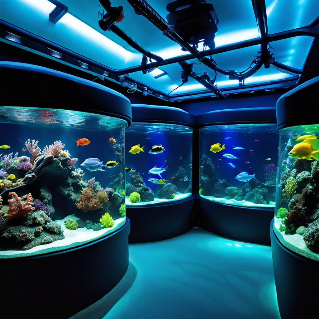 underwater aquarium display for waterproof sabers
