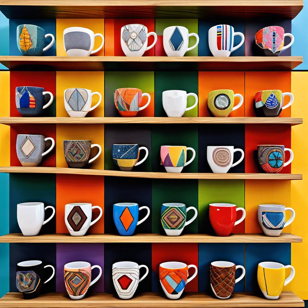 unique patch displays on coffee mugs
