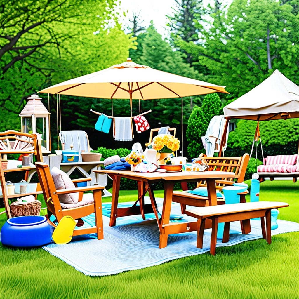use outdoor furniture to display items