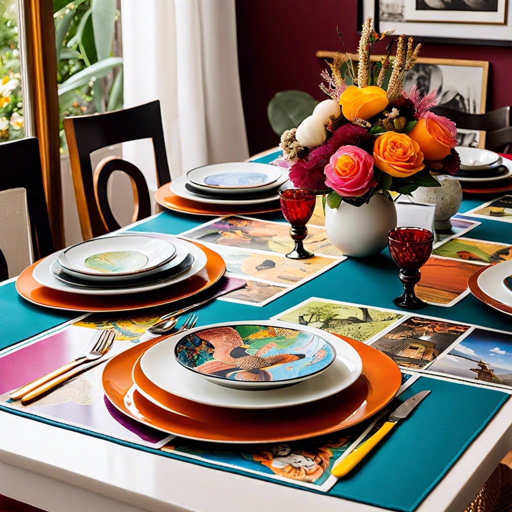 use postcards as placemats
