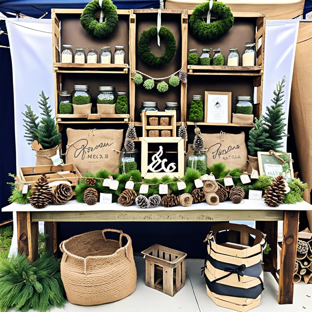 using natural elements for rustic craft stall display