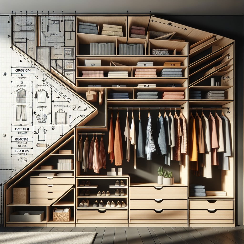 utilizing hanging space in angled wall closets