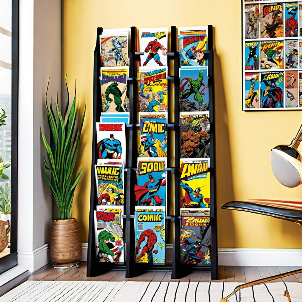 vertical display racks for comic magazines