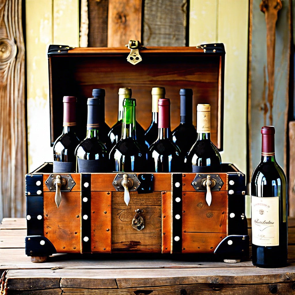 vintage antique trunk wine display