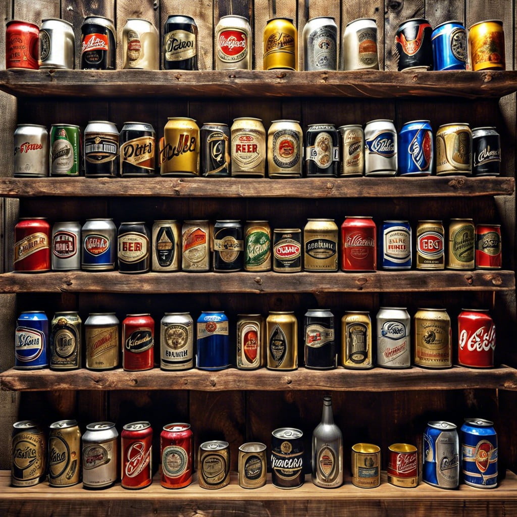 vintage beer can wall display