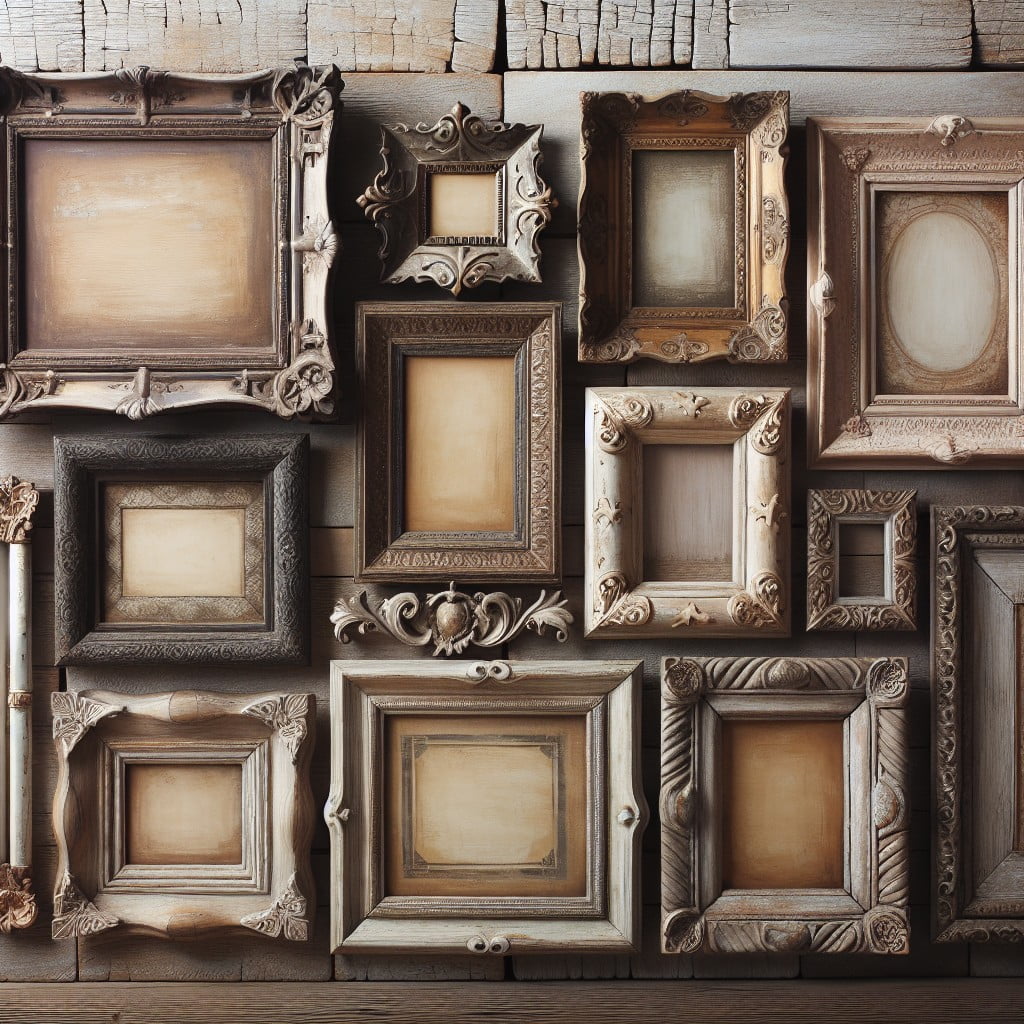 vintage charm using brown chalk paint on picture frames