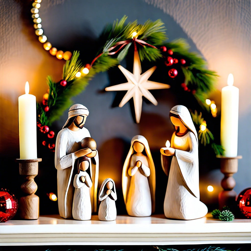 willow tree nativity christmas mantle display