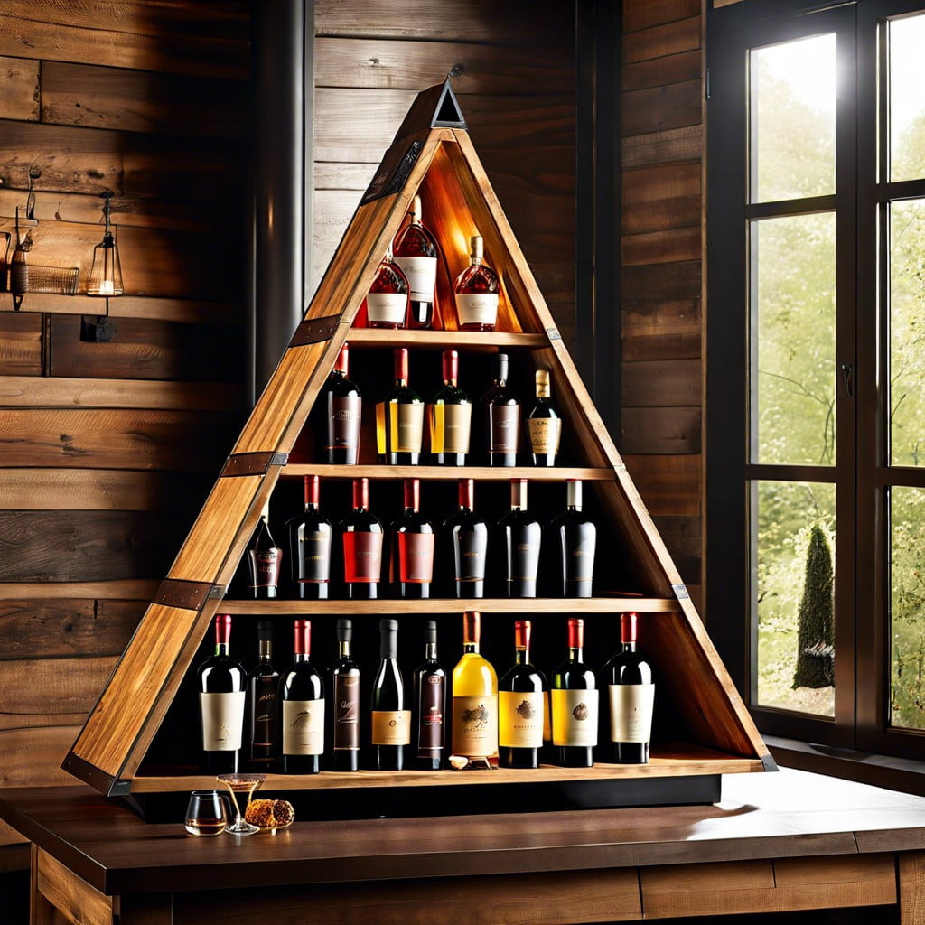 wine and liquor pyramid display