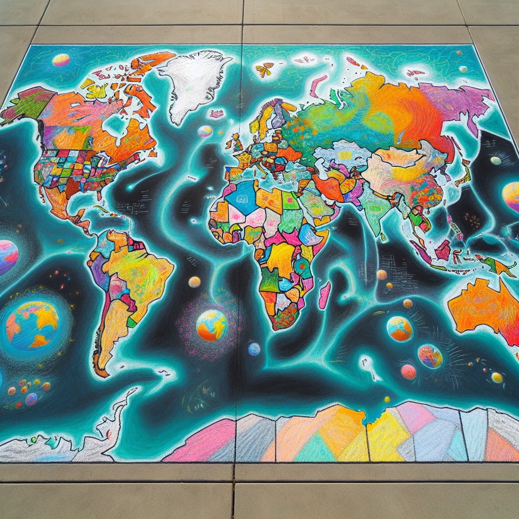 world map geography art