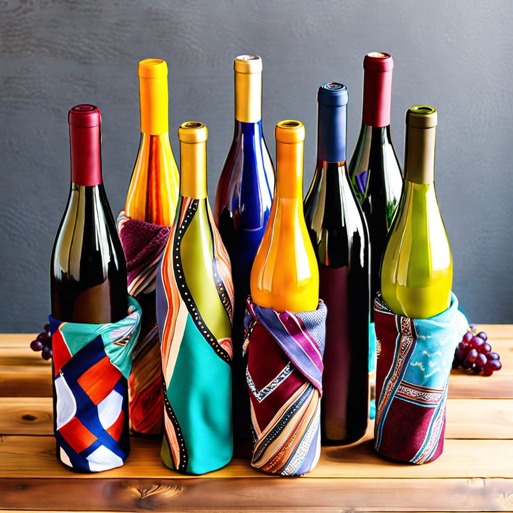 wrap scarves around wine bottles