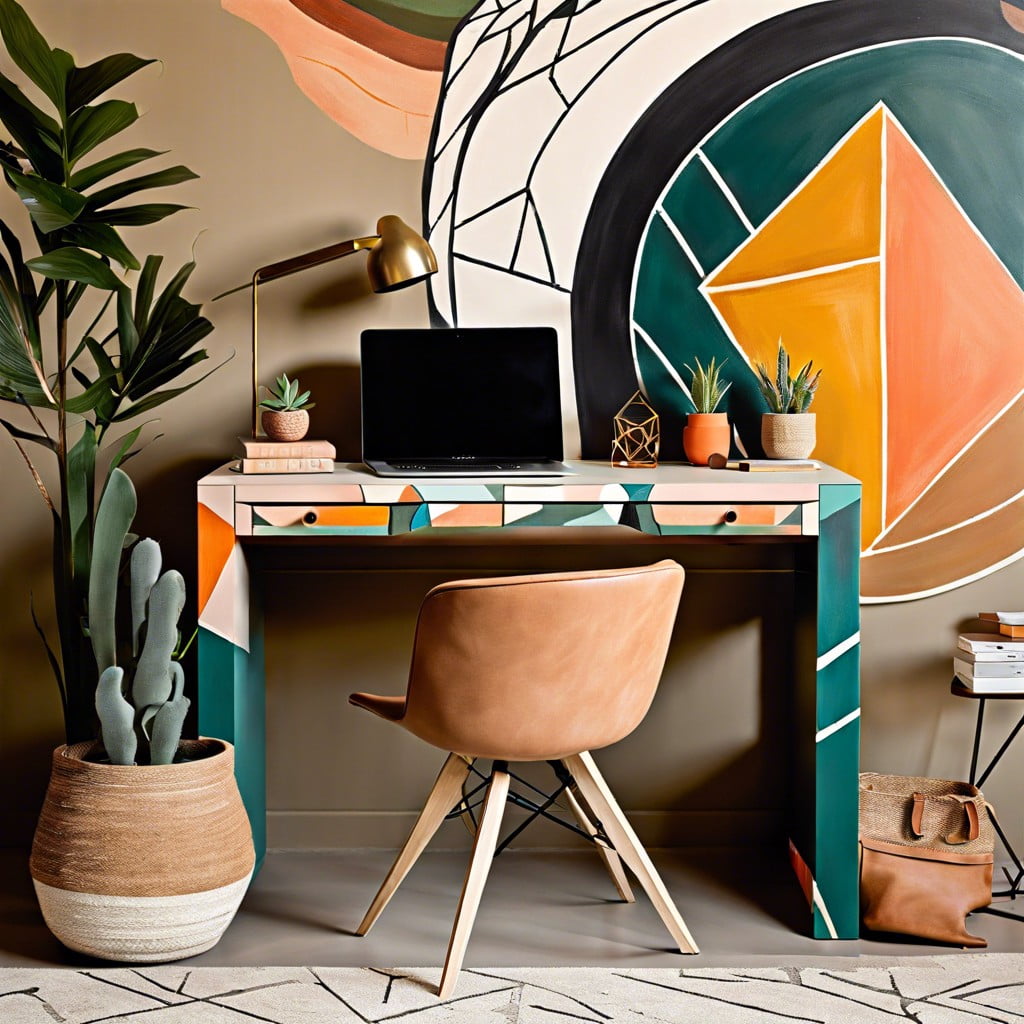 abstract art chalk paint desk makeover