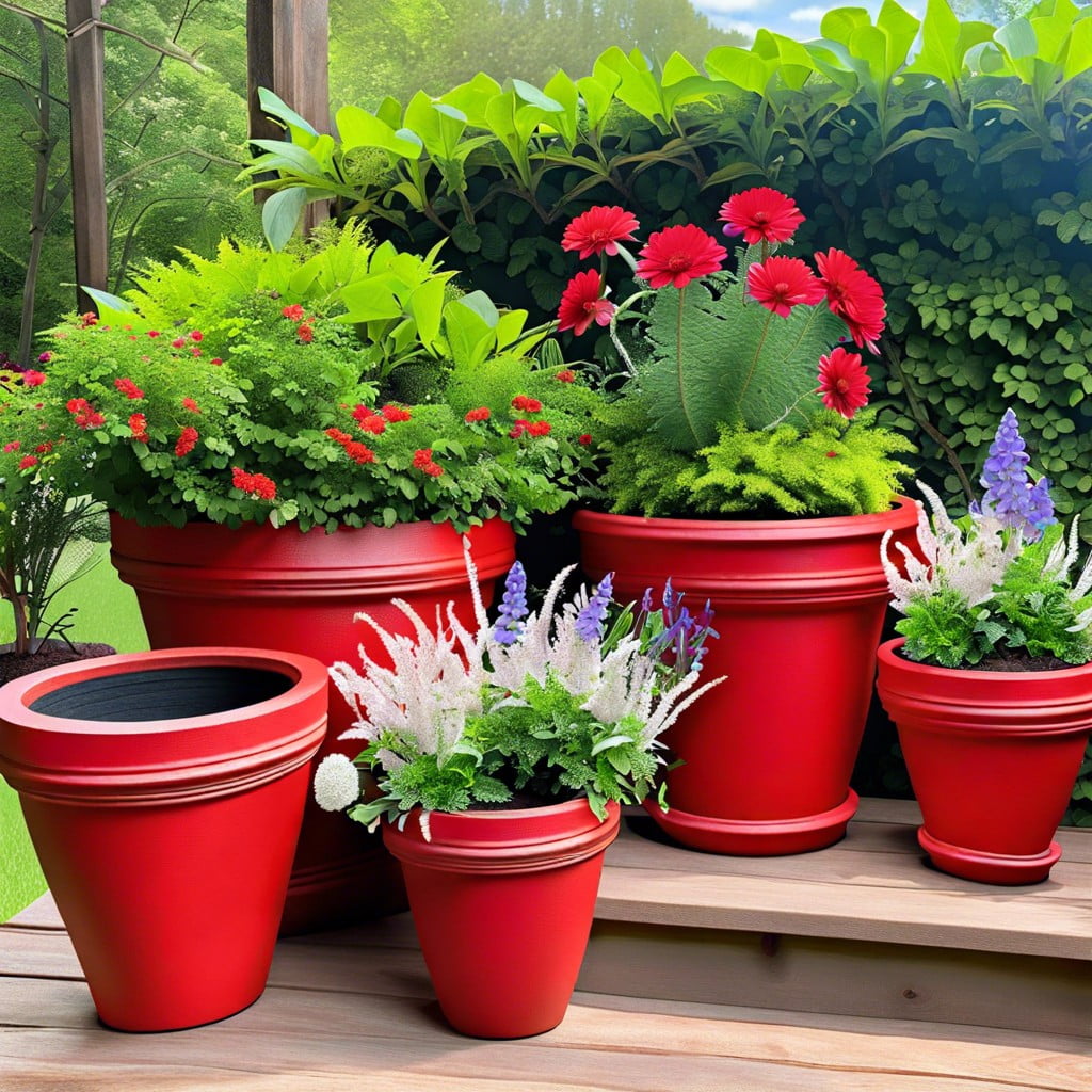 add personality to your garden pots using red chalk paint