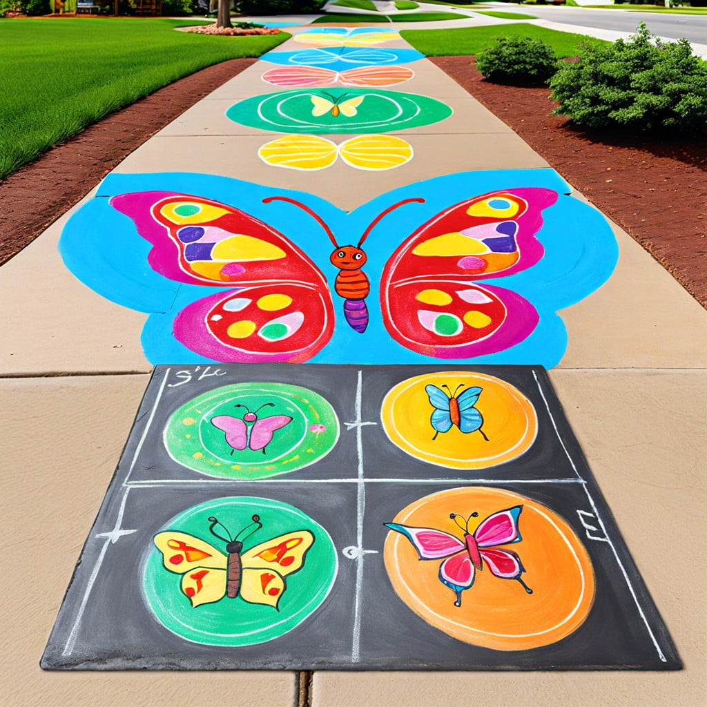 butterfly hopscotch transform the classic hopscotch game into a butterfly lifecycle adventure with chalk