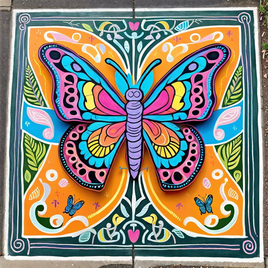 butterfly maze a chalk maze that ends in a large butterfly drawing for kids to solve