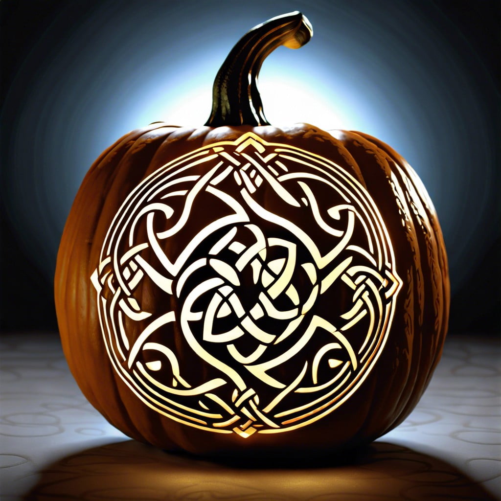 celtic knot pumpkin etching