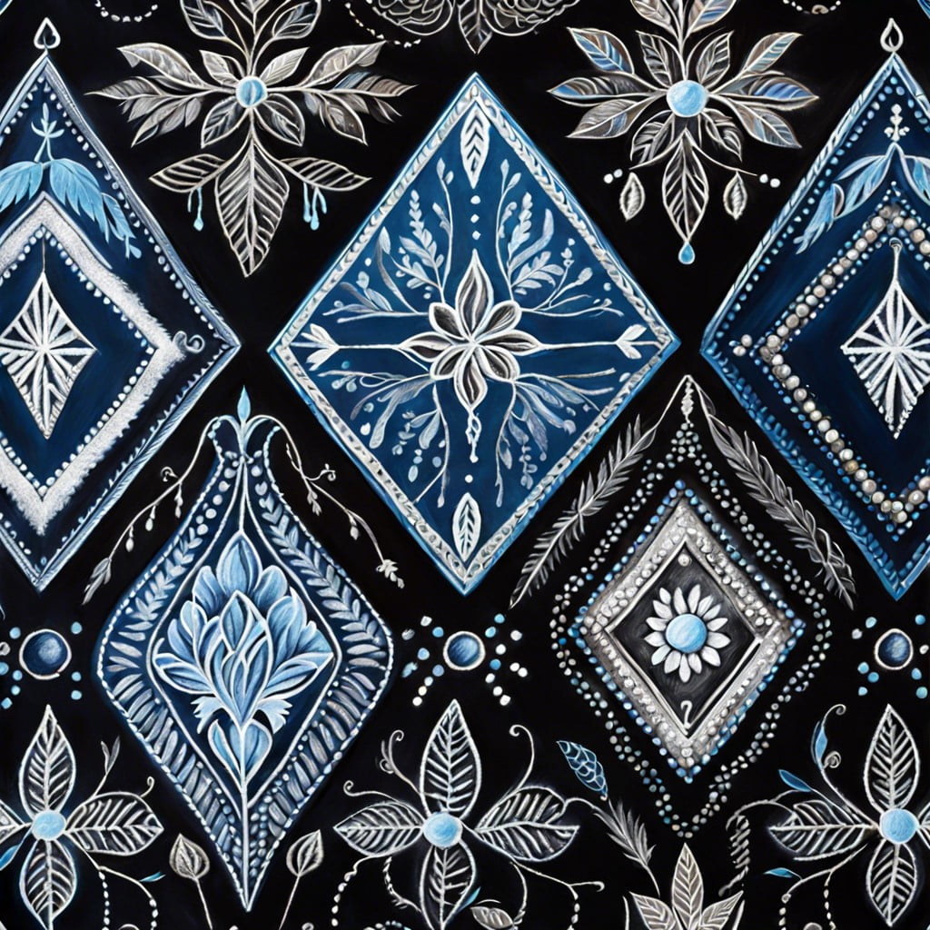 chalk artistry decorating cues with blue diamond