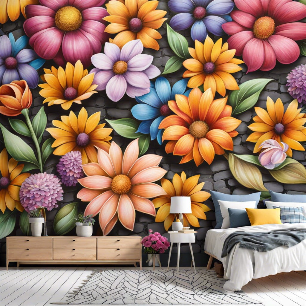 chalk floral wall murals
