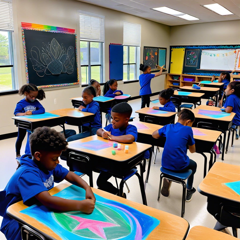 chalk it up blue diamond in classroom art