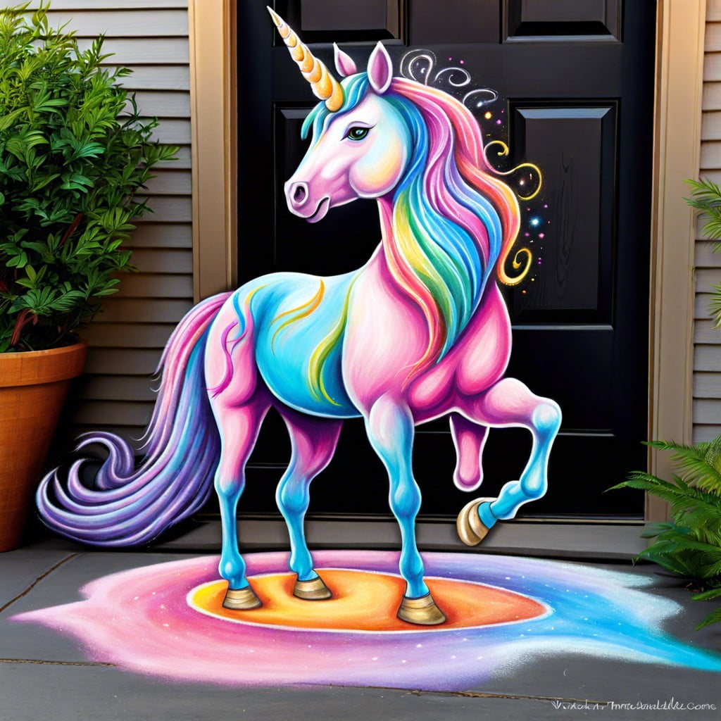 chalk mythical unicorn scene