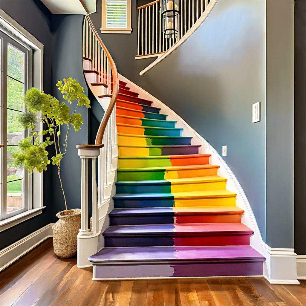 chalk painted rainbow staircase