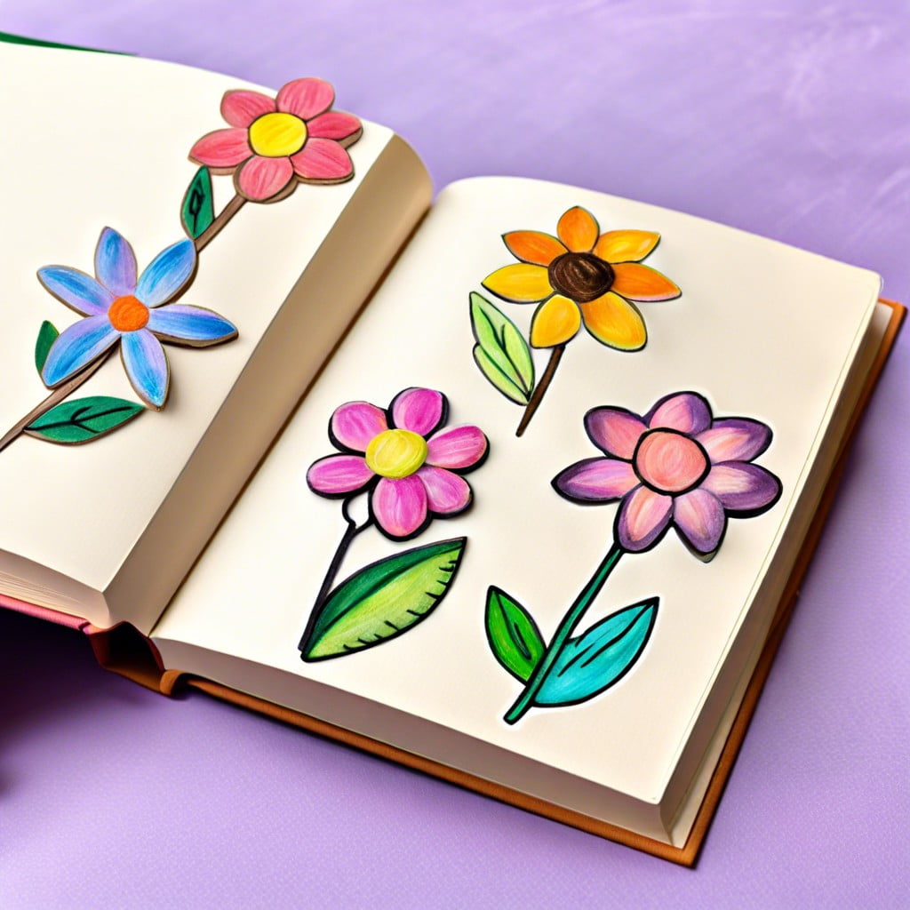 chalk pastel flower bookmarks