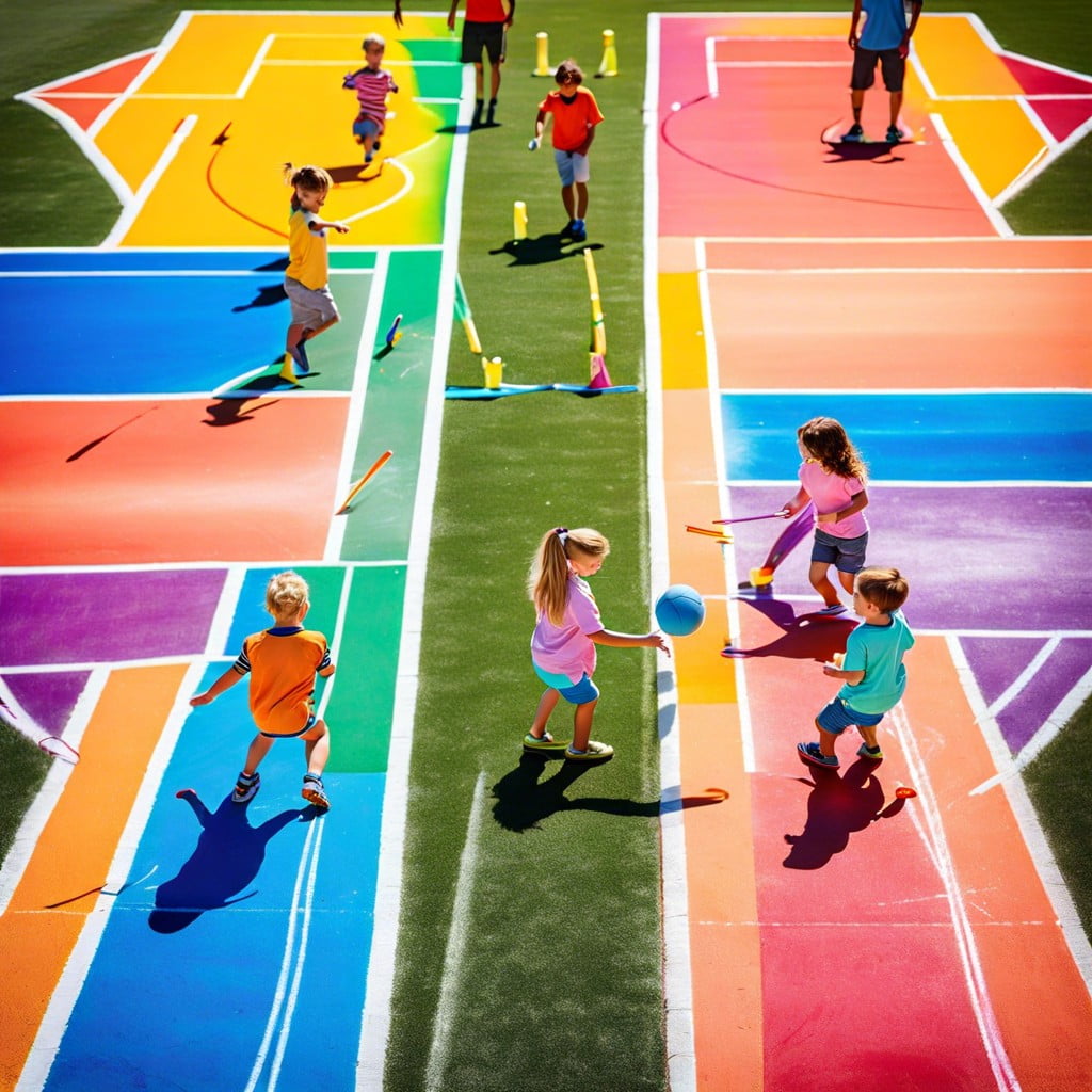 chalk rainbow sports field marking