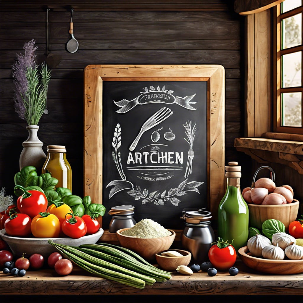 chalkboard culinary display showcase a series of dishes or ingredients