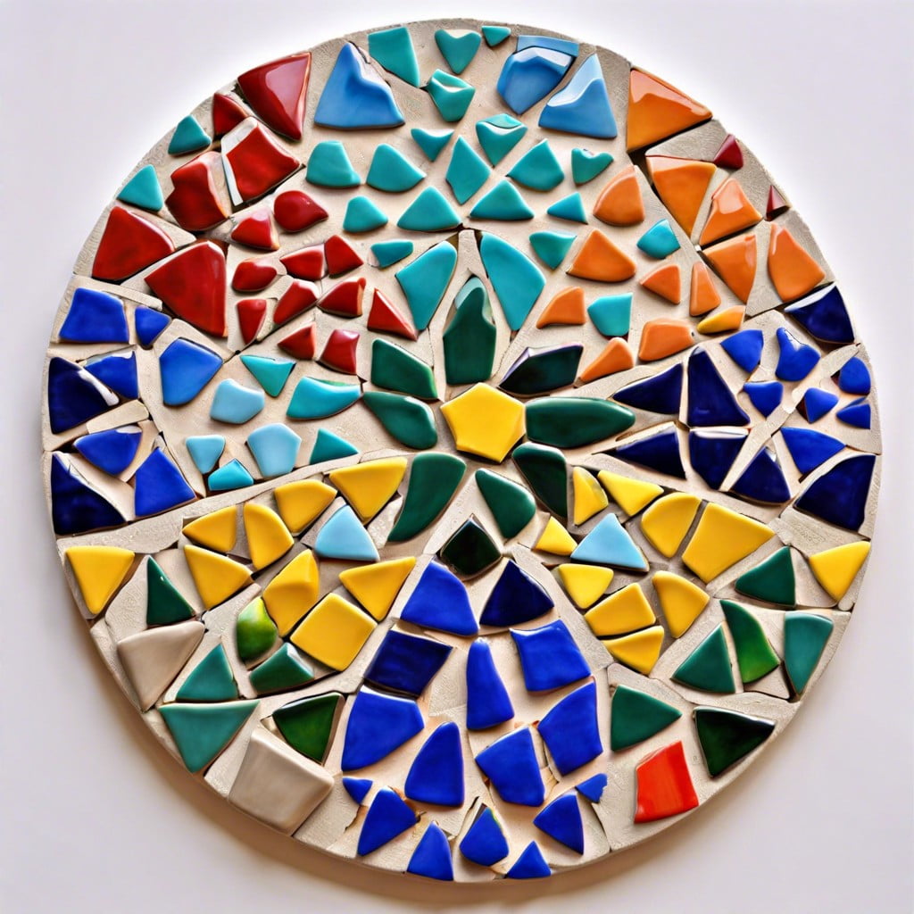 craft a mosaic with broken ceramic pieces