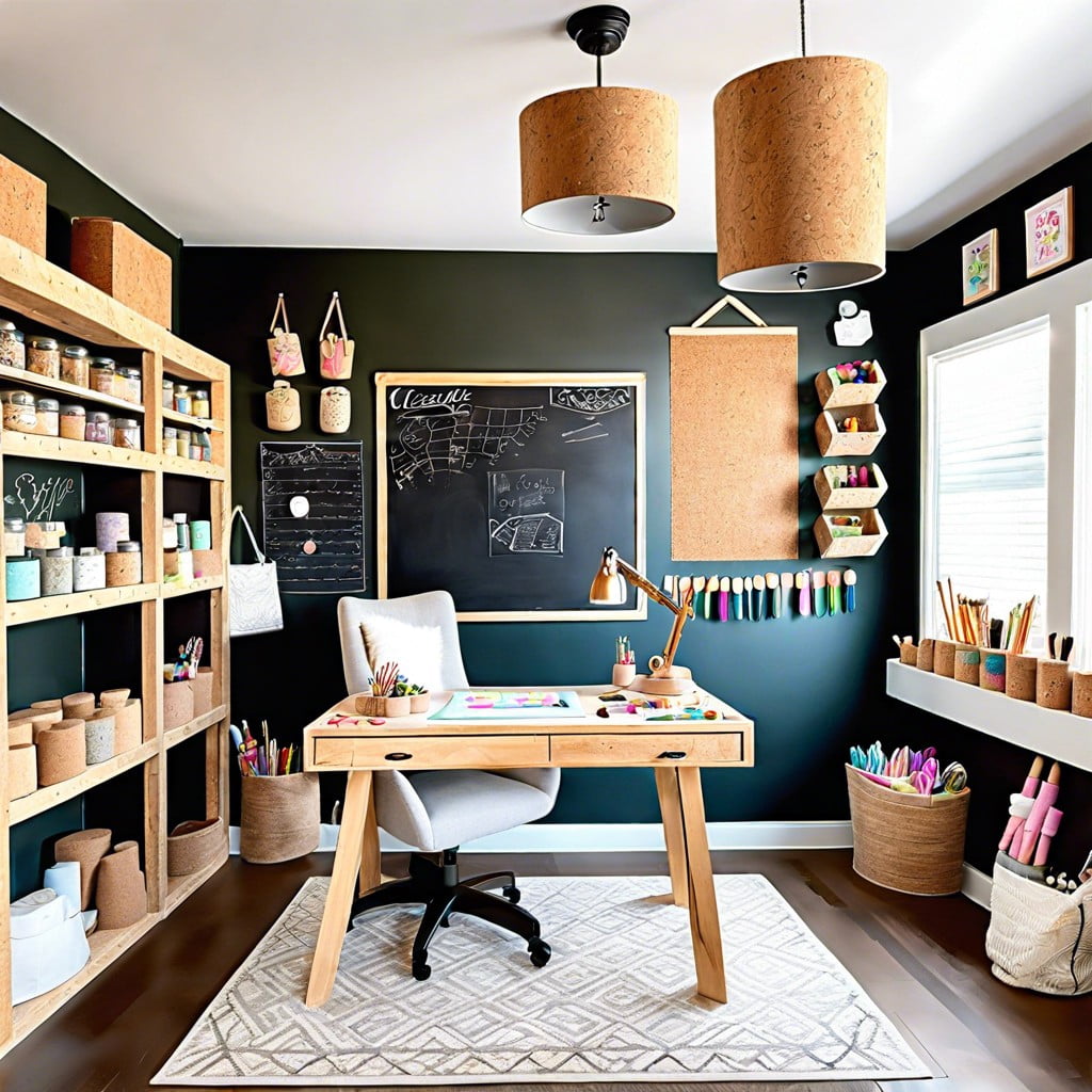 craft room inspiration board cork for materials chalk for project ideas