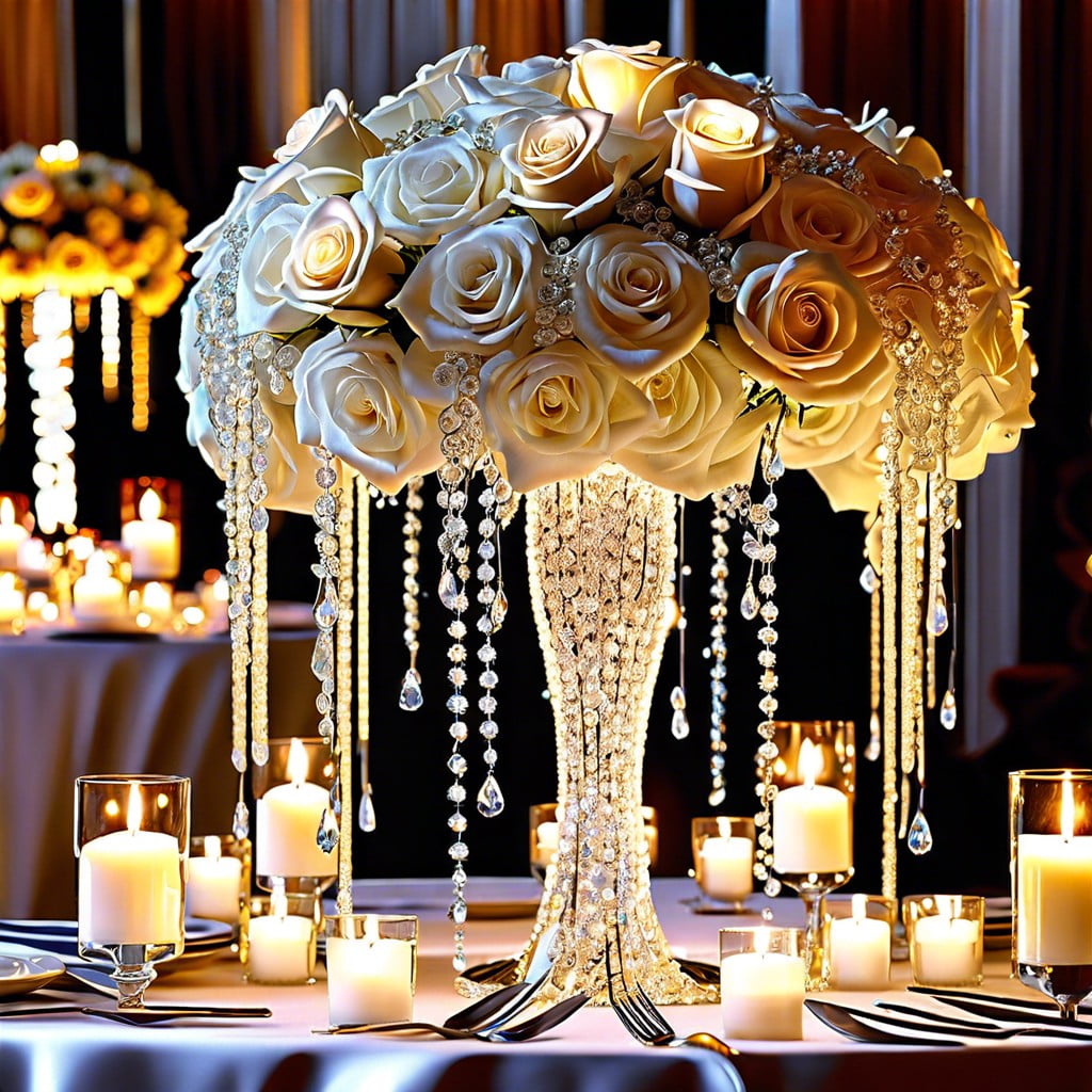 crystal elegance cascading crystals as centerpieces