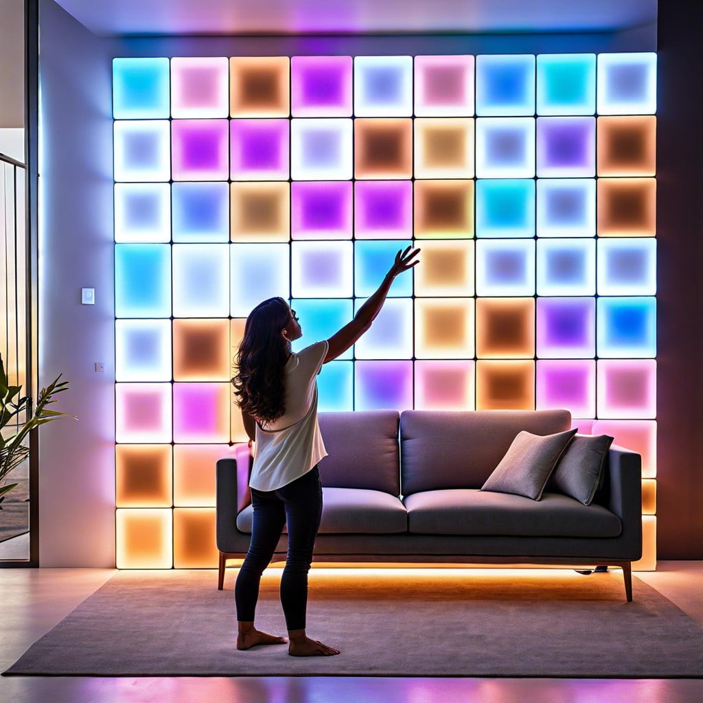 display an interactive light wall with touch sensitive panels