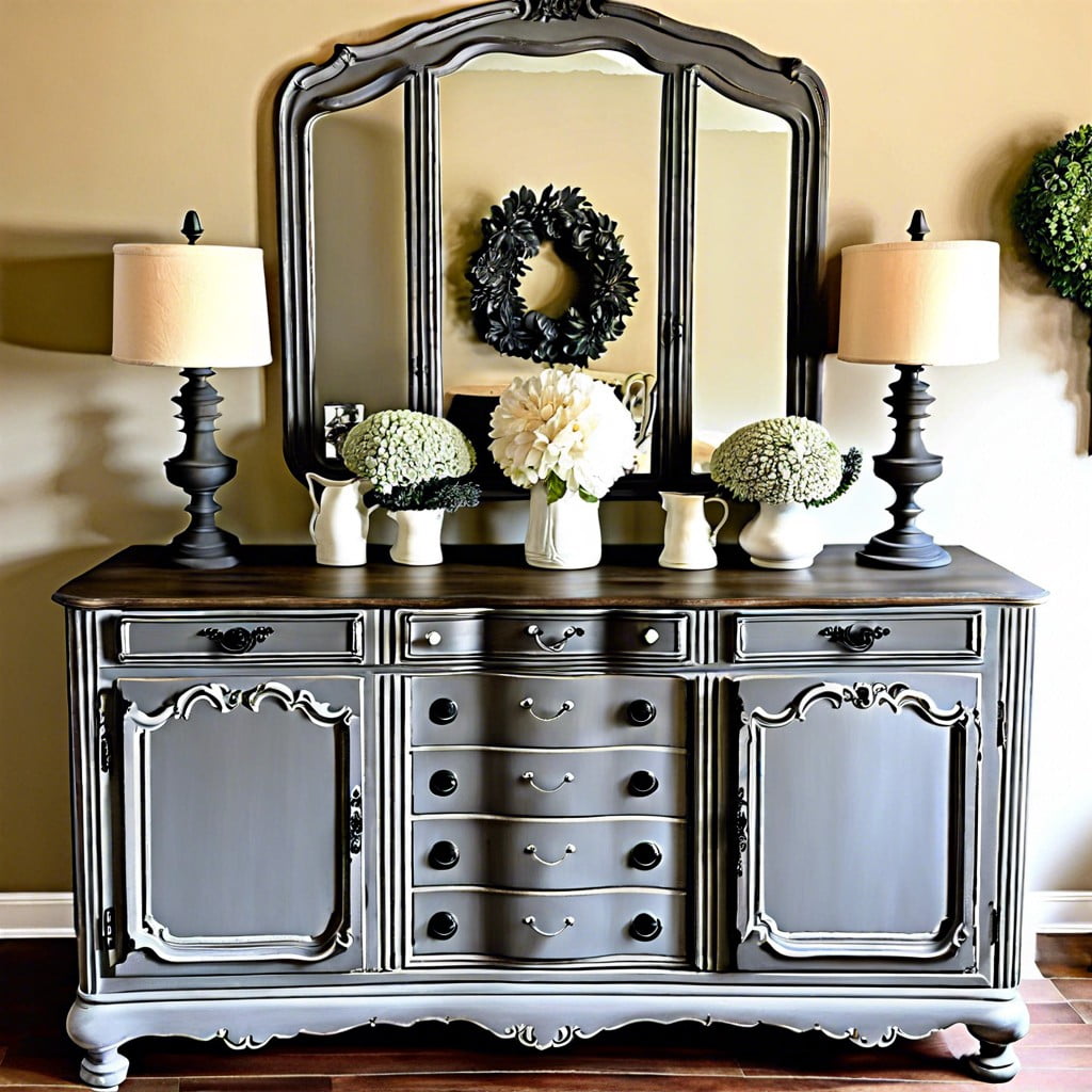 distressed grey chalk paint for antique buffets